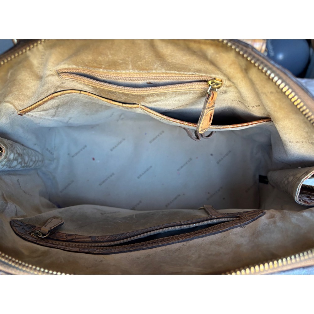 BRAHMIN Purse Brown Croc Embossed Leather Bag Tote Handbag‎ Designer Crossbody - Picture 2 of 16